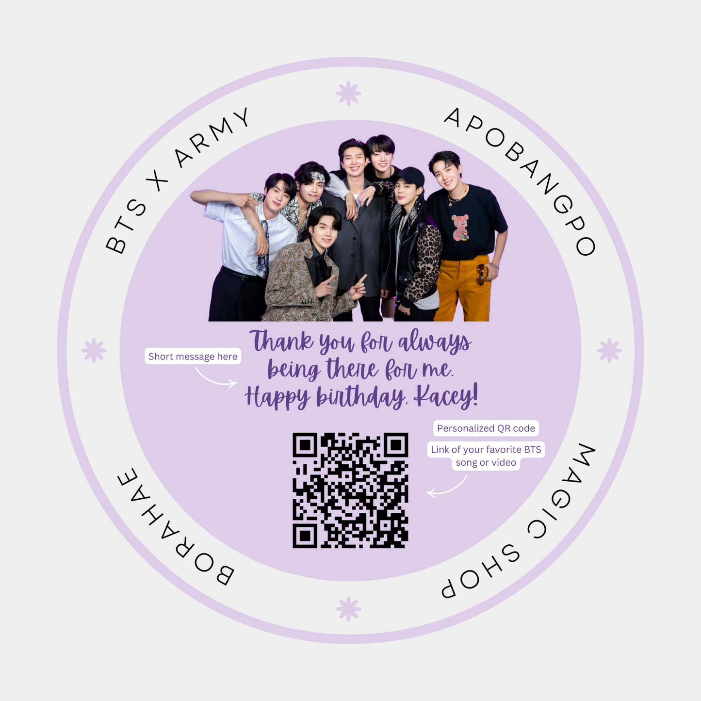 BTS Photo Magnet with QR Code