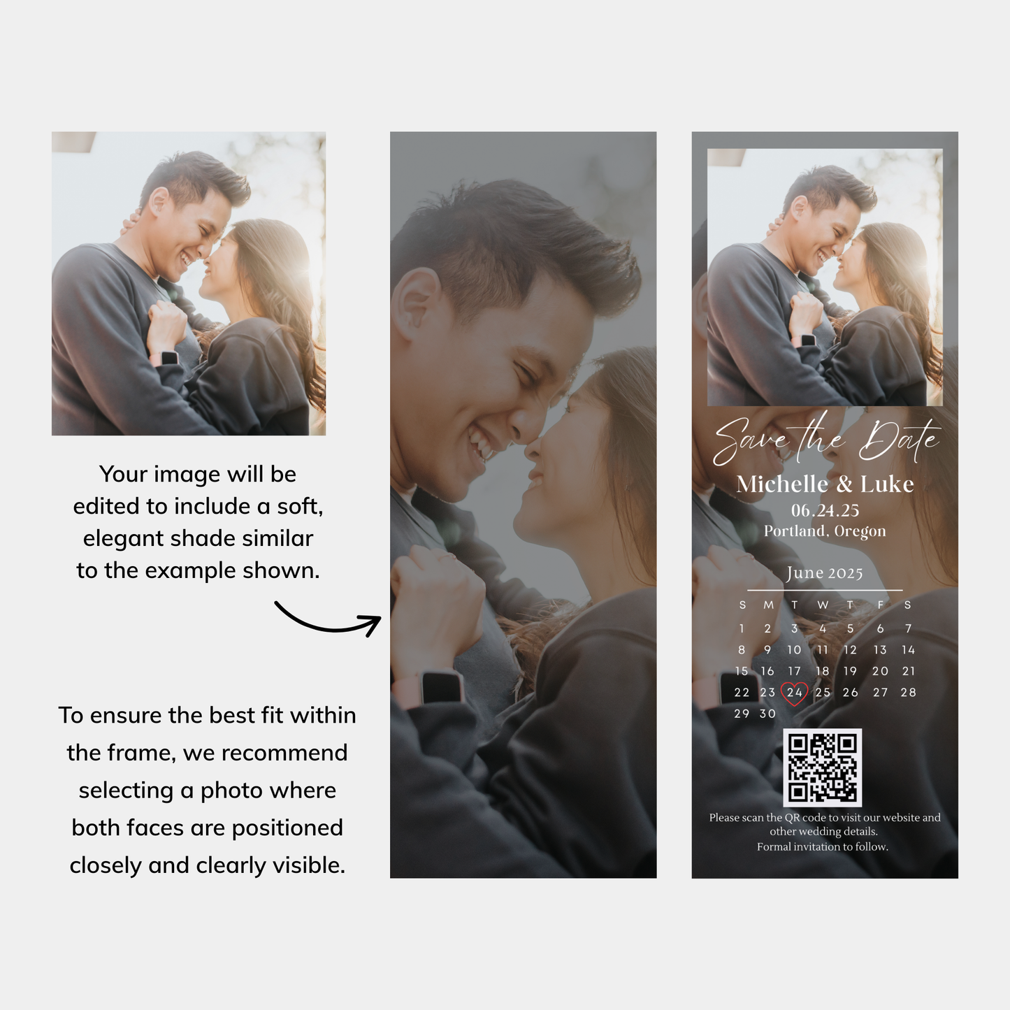 Save The Date With QR Code Photo Strip Magnet