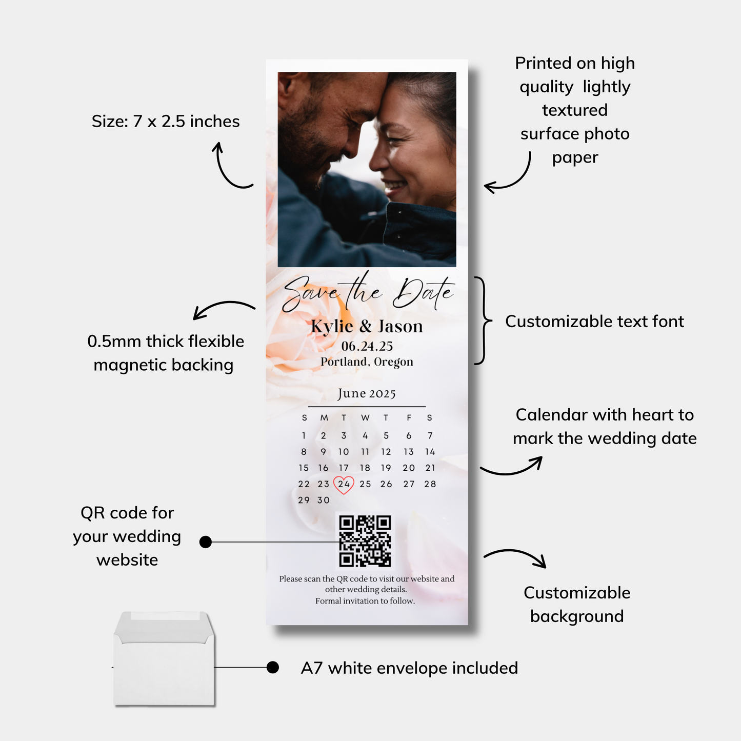 Save The Date With QR Code Photo Strip Magnet