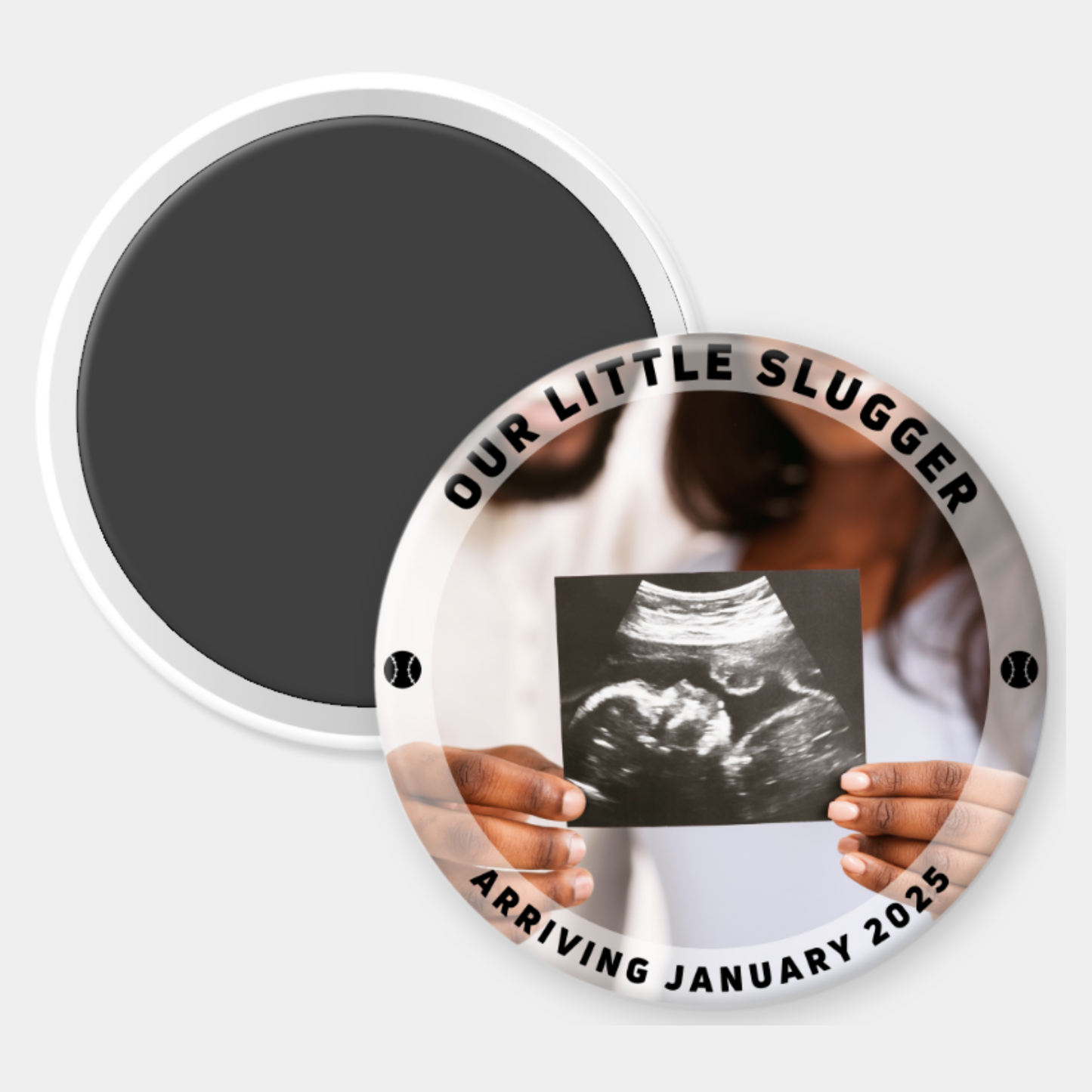 Our Little Slugger Arriving Custom Photo Magnet