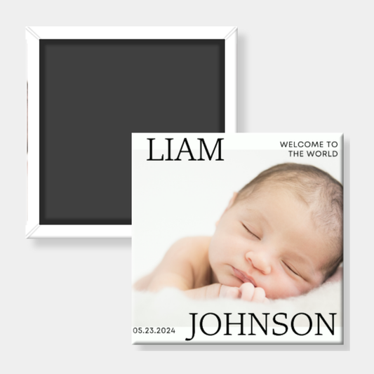 Simple Photo Birth Announcement Magnet