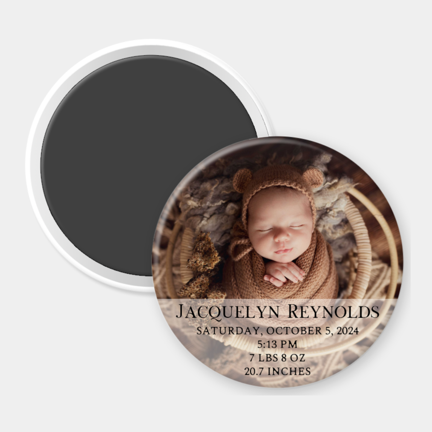 Newborn Birth Details Custom Photo Magnet