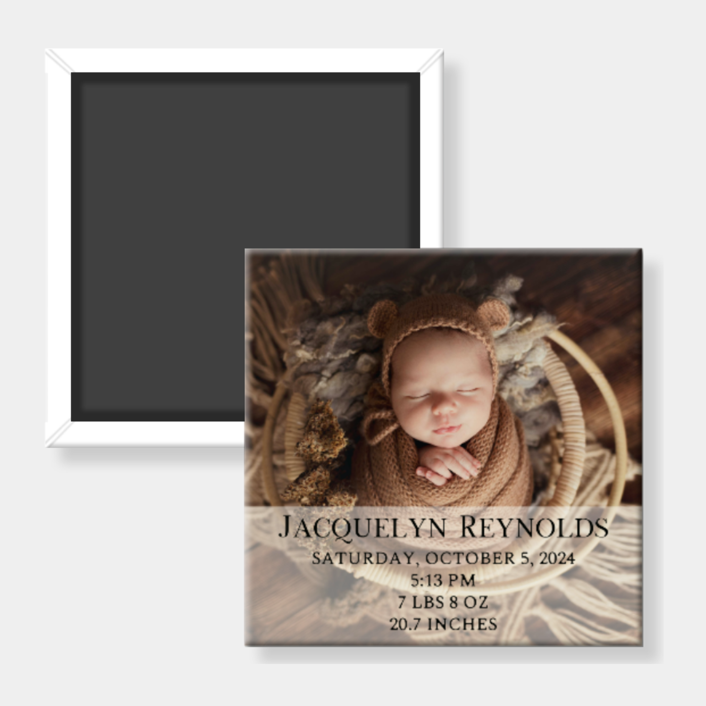 Newborn Birth Details Custom Photo Magnet