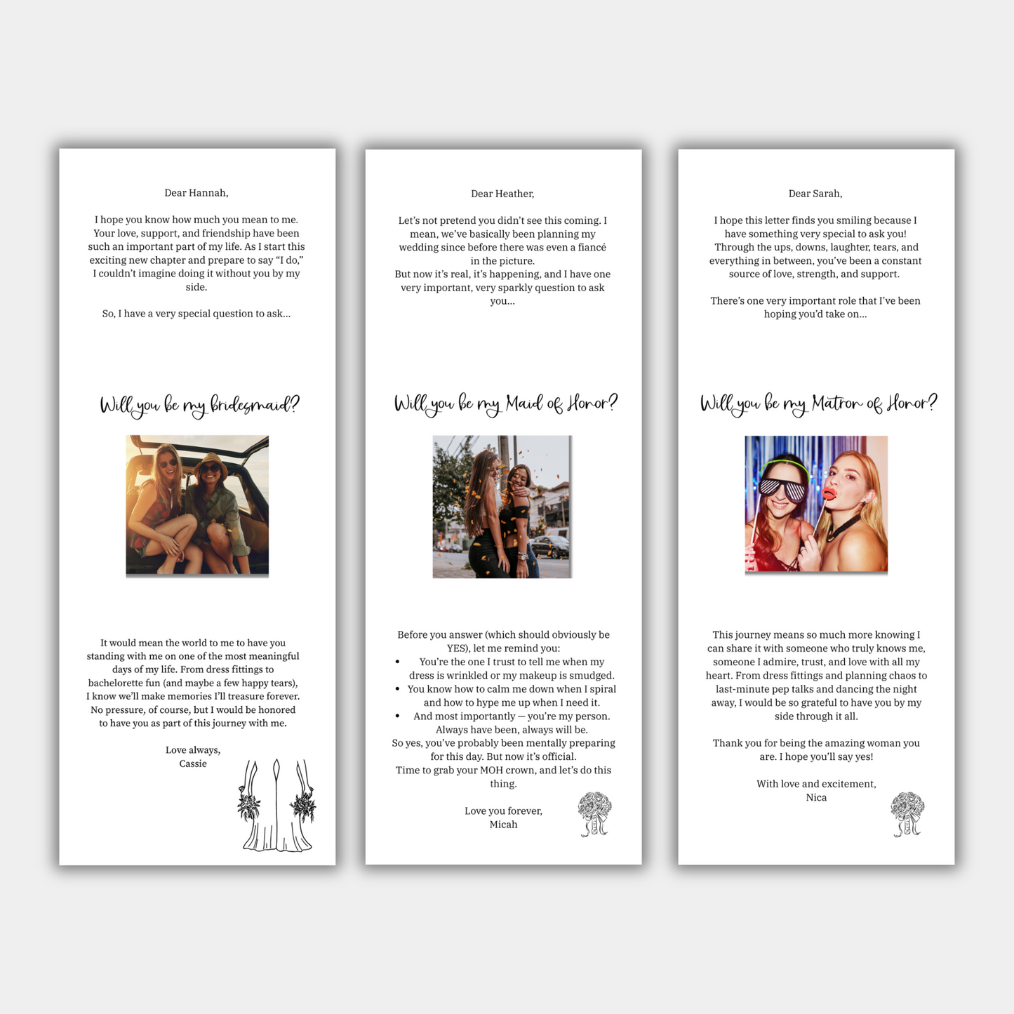 Bridesmaid | MOH Proposal Card with Photo Magnet