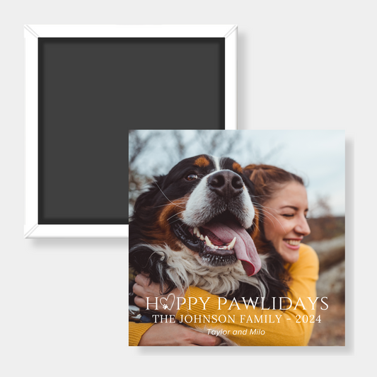 Happy Pawlidays Custom Photo Magnet