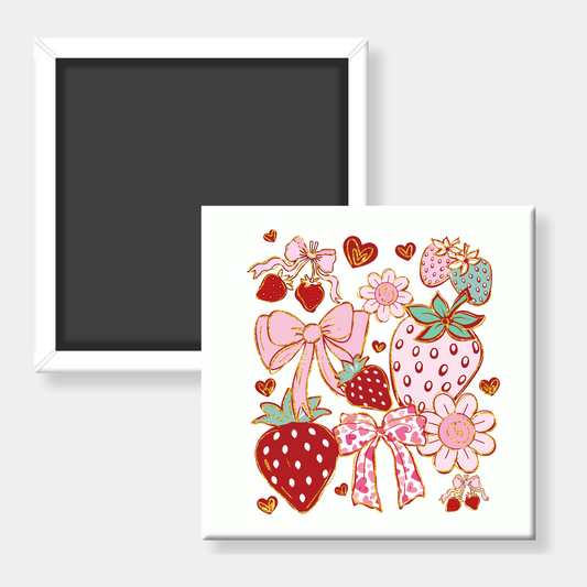 Boho Strawberry Coquette Magnet