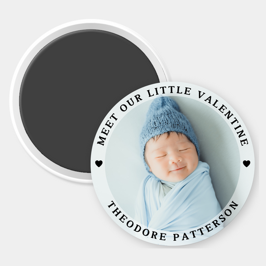 Meet Our Little Valentine Custom Photo Magnet