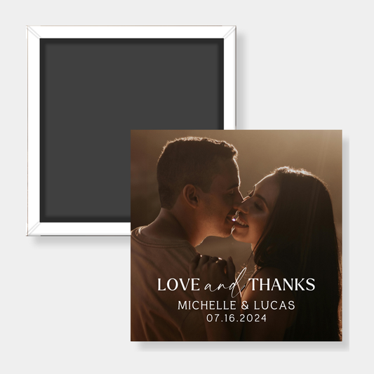 Minimalist Love and Thanks Custom Photo Magnet